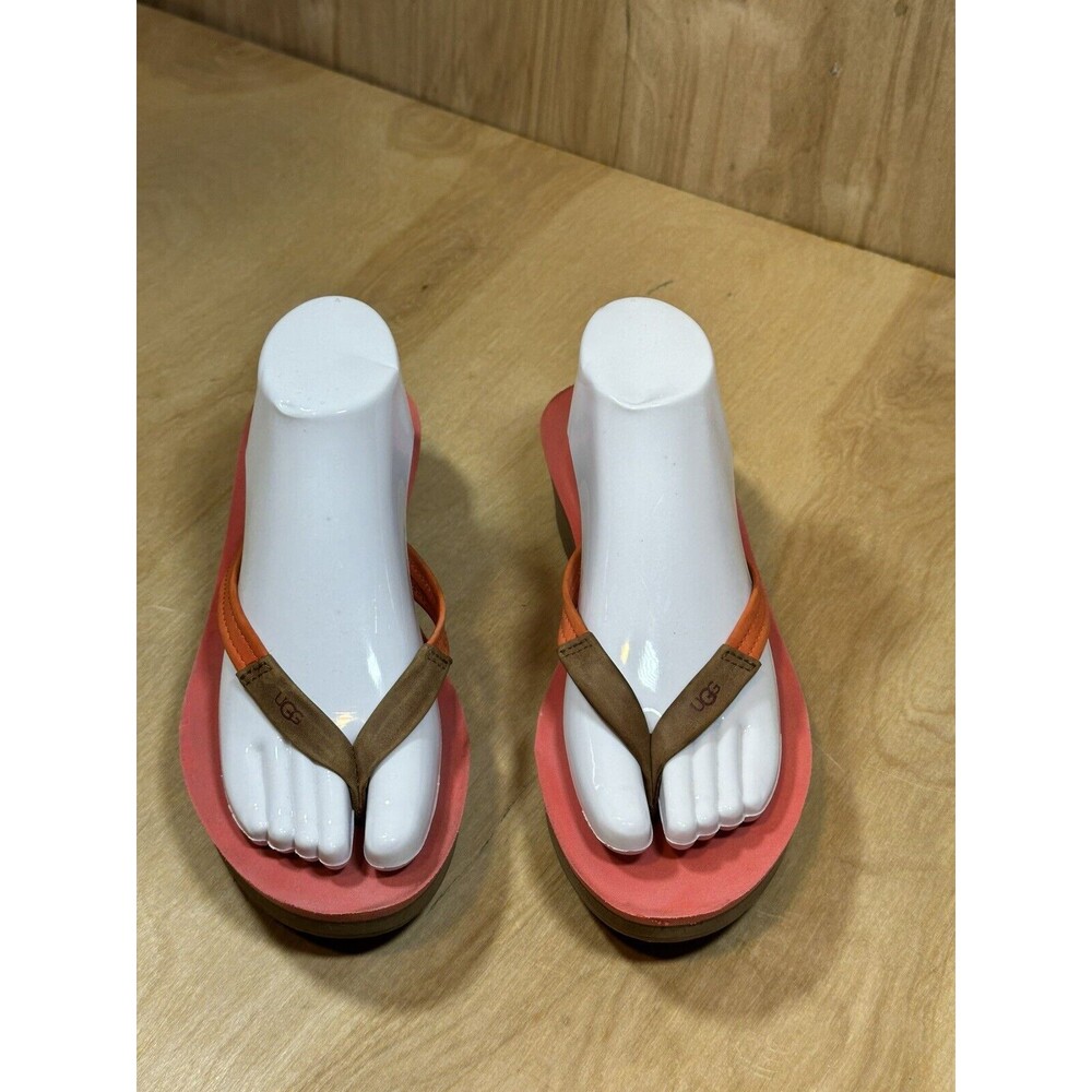 UGG RUBY SANDALS Womens 10 Coral Reef Leather Flip Flops